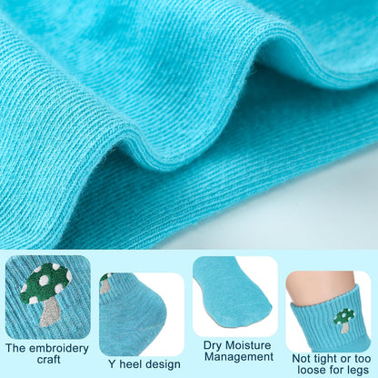 Eurzom 10 Pairs Socks Womens Crew Elastic Ankle Length Cotton Socks Aesthetic Cute Lightweight Low Cut Gifts for Women - Colors B