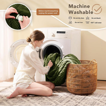 Homemate Heated Blanket Electric Throw - 50"x60" Heating Blanket Throw 1/2/4/6/8 Hours Auto-Off 10 Heat Levels Over-Heat Protection Soft Flannel Sherpa Heater ETL Certification