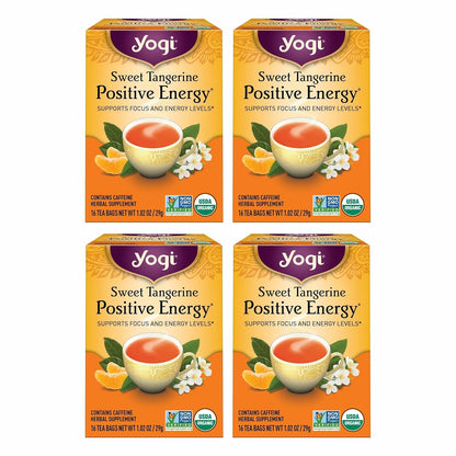 Yogi Sweet Tangerine Positive Energy Tea, 16 Tea Bags (4 Pack)