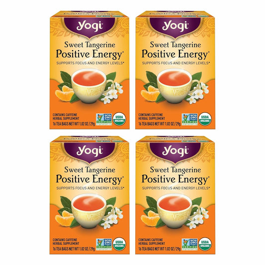 Yogi Sweet Tangerine Positive Energy Tea, 16 Tea Bags (4 Pack)