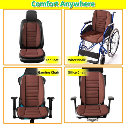 kingphenix Car Seat Cushion with Back Support Pillow: Enhanced Comfort Memory Foam Design for Pain Relief, Ideal for Drivers and Office Use - Ergonomic Lumbar Comfort for Long Sitting - Black