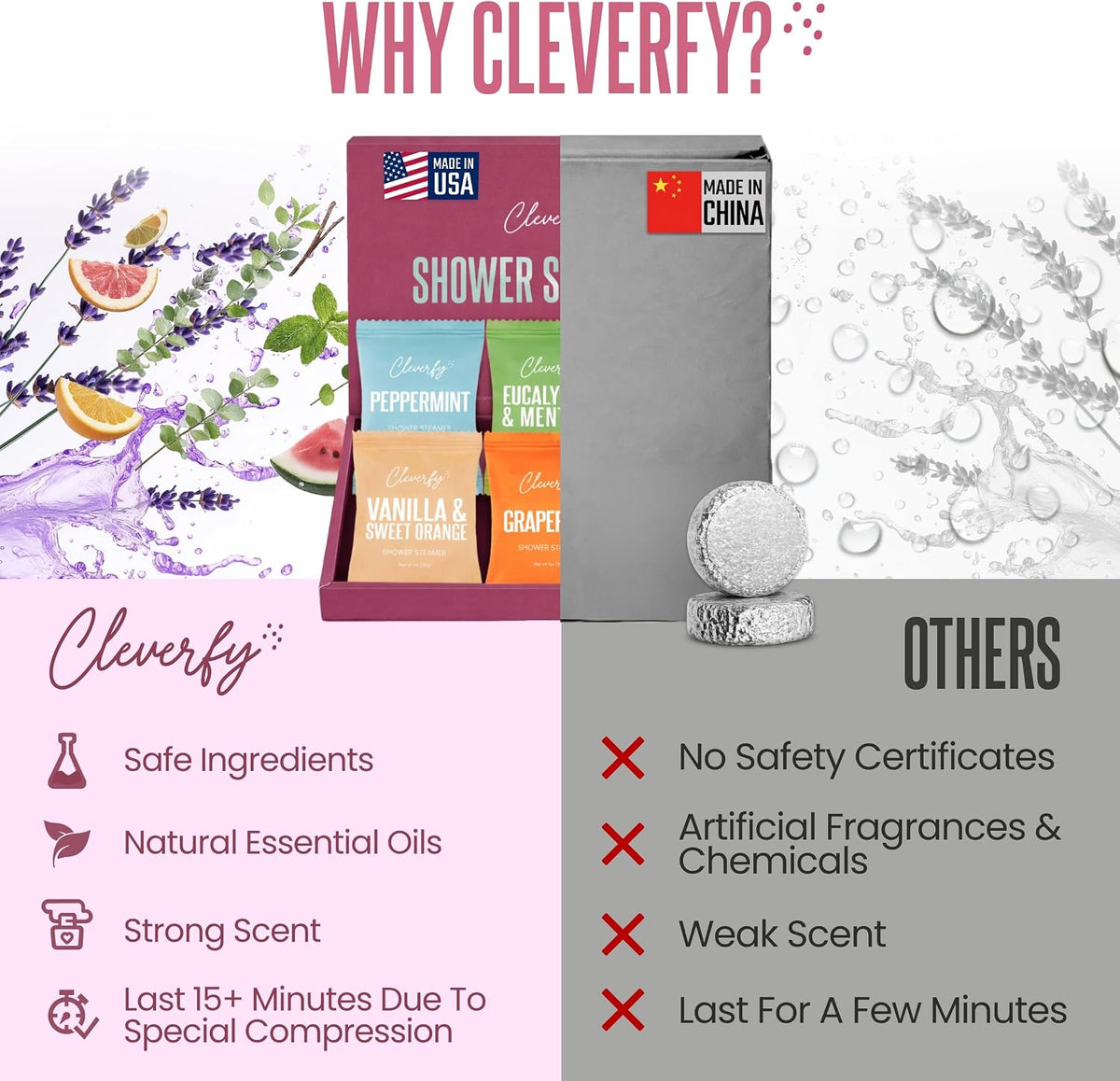 Cleverfy Shower Steamers Aromatherapy Gifts for Women and Men, 18 Tablets