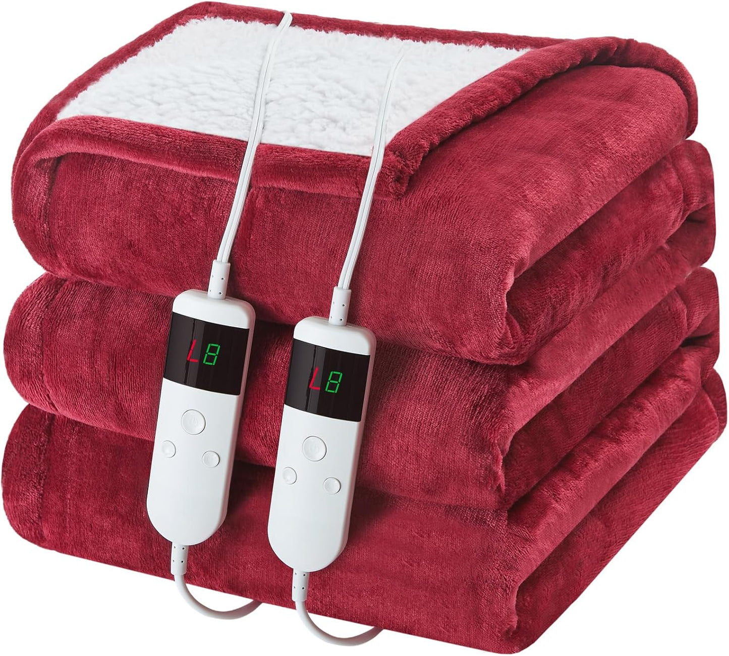 Electric Heated Blanket Throw Size 50''x60''-Control Heating Blanket, Soft & Warm Flannel 10-Level Temperature Control, 8 Hours Auto Off, Rapid Heating & Overheat Protection