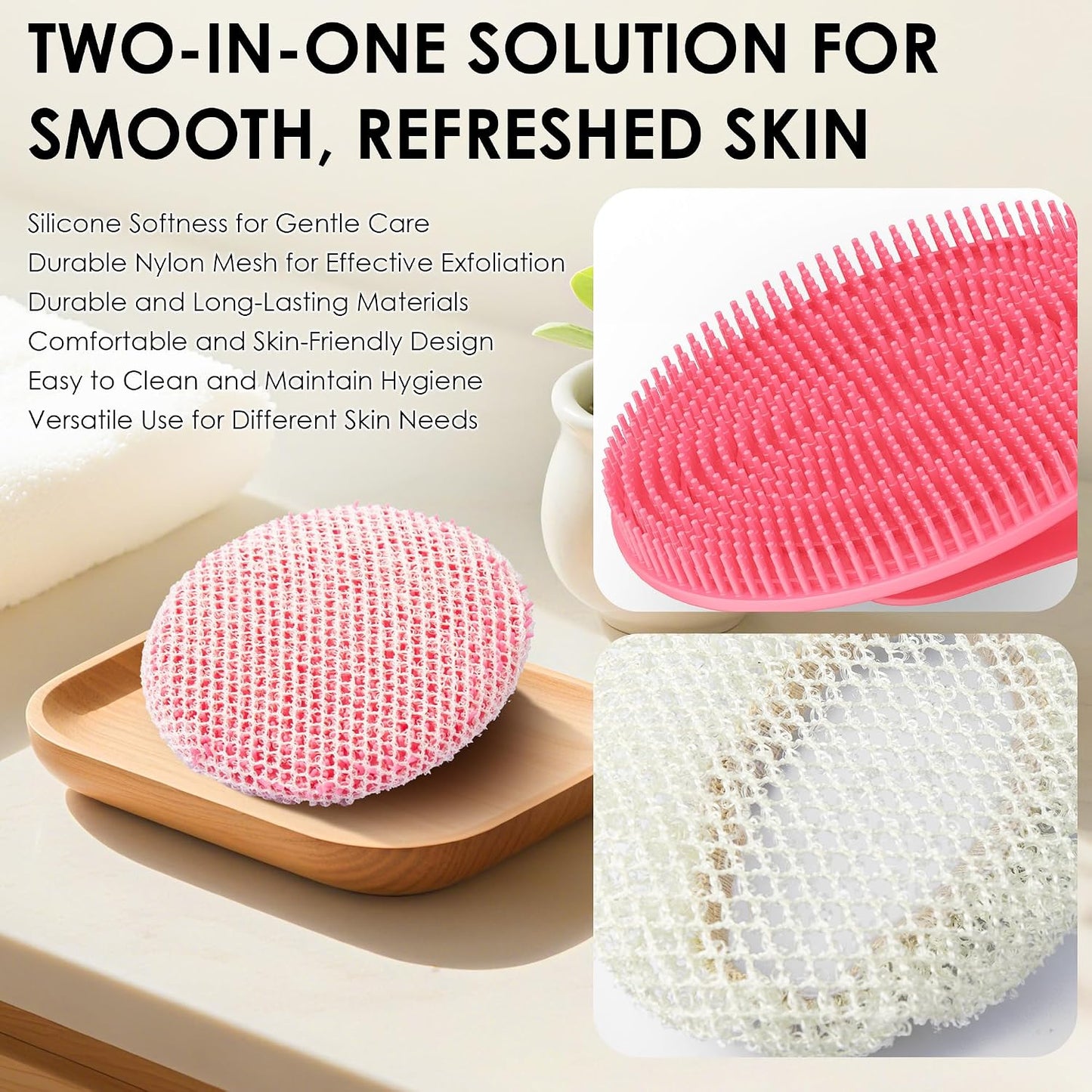 INNERNEED Food-Grade Soft Silicone Body Scrubber Shower Brush Handheld Cleansing Skin Brush, Gentle Exfoliating and Lather Well (Dark Green)