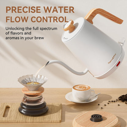 Nueve&Five Gooseneck Electric Kettle with Thermometer, Copper Tea Kettle with Auto Shut-Off,1000W Hot Water Kettle Electric of Stainless Steel,Electric Kettles for,Coffee & Tea