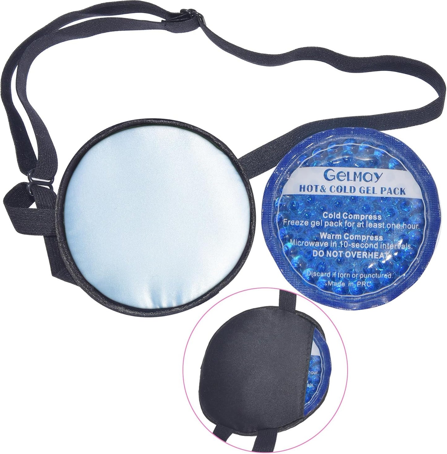 Cooling Eye Patches for Puffy Eyes, Pure Silk Ice Eye Patch, Single Eye Mask, Medical One Eye Cover Cold Hot Therapy Strabismus Lazy Eyes After Surgery Adult Kid Pirate Eyepatch (Pink-New)