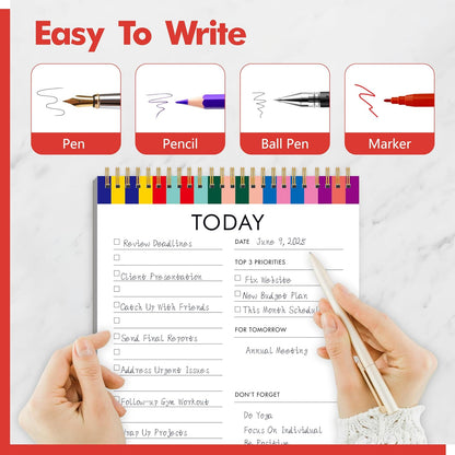 2 To Do List Notepads, Daily Planner Notebook with Tear-off Design, Undated Writing Organizer for Daily Tasks and Goal, Coiled Task Track Checklist Productivity Pad for Office, Classroom, Home, School
