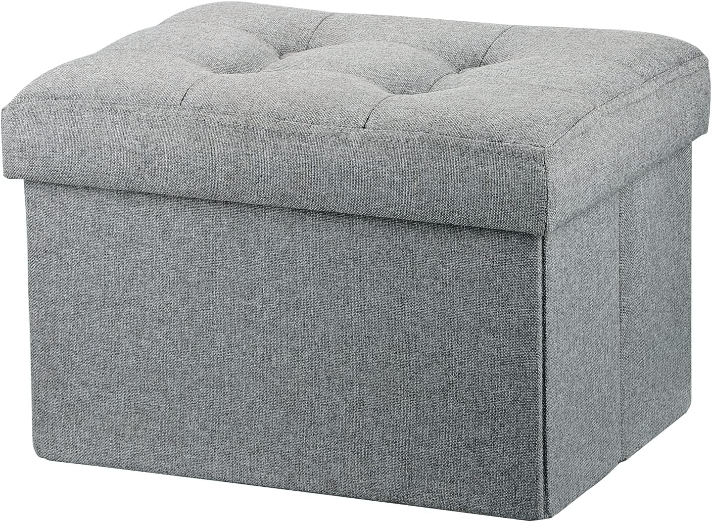 LINMAGCO Ottoman with Storage Small Foot Rest Stool Under Desk Stool Short Folding Footrest for Living Room Bedroom Home Office Dorm Dark Gray 16X12X12IN
