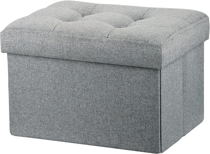 LINMAGCO Ottoman with Storage Small Foot Rest Stool Under Desk Stool Short Folding Footrest for Living Room Bedroom Home Office Dorm Dark Gray 16X12X12IN