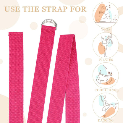 6 Pcs Yoga Strap for Stretching 8 ft Yoga Exercise Adjustable Straps Bands with Safe D Ring Buckle for Pilates, Gym Workouts, Fitness, Physical Exercise, Dance, Improve Flexibility