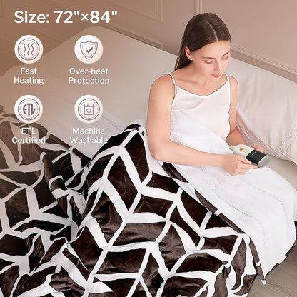 VENTIMI Electric Blanket Heated Throw, 50" x 60" Heated Blanket with 5 Heat Levels & 3 Hours Auto Off, Fast Heating Blankets with ETL & FCC Certification, Grey
