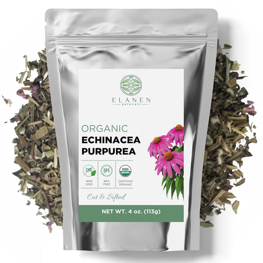 Organic Echinacea Purpurea 4 oz. (113g), USDA Certified Dried Echinacea Tea, Premium Quality Herb, Purple Coneflower, Cut & Sifted