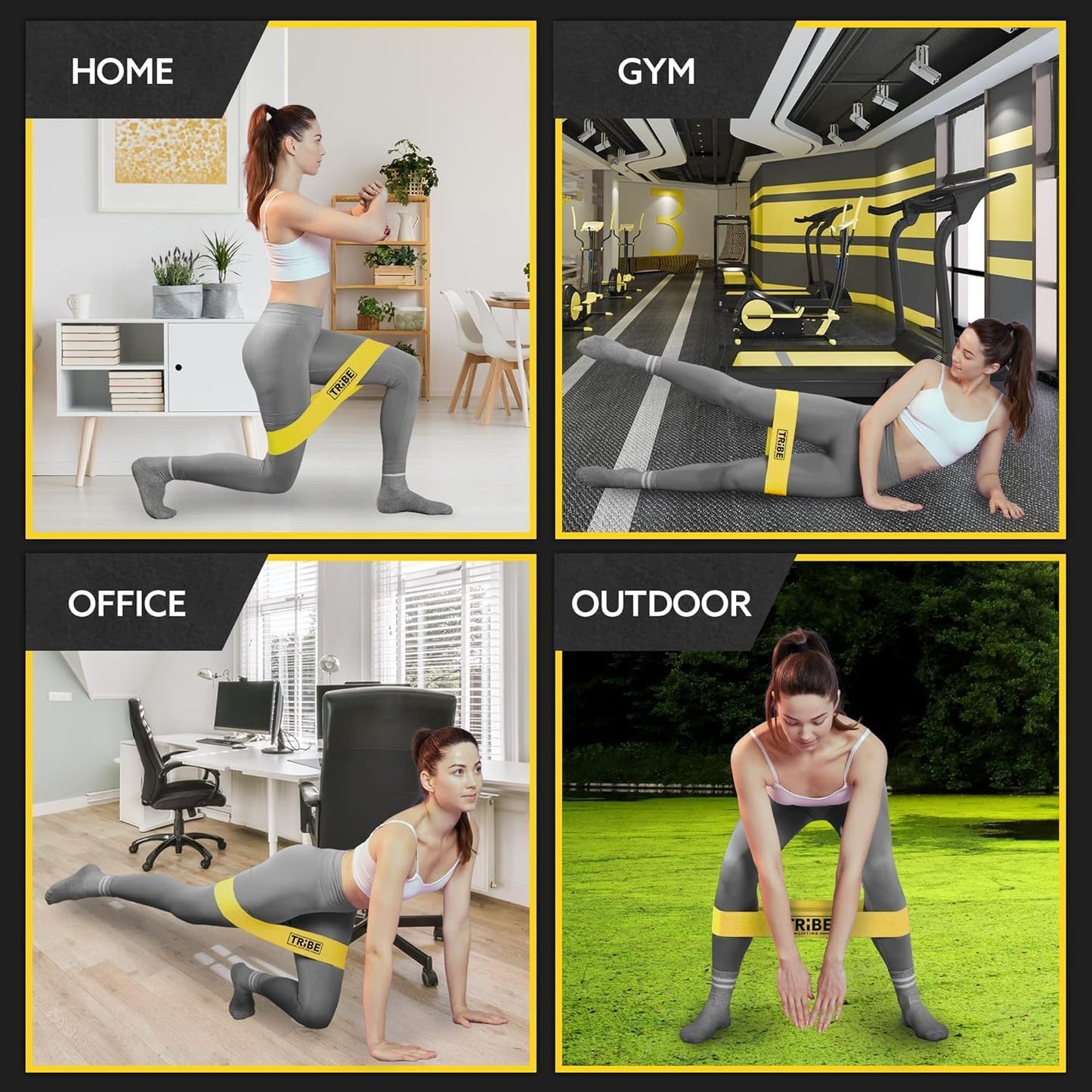 Tribe Lifting Fabric Resistance Bands for Working Out - 5 Exercise Bands Set for Legs and Glutes - Booty Bands for Women and Men - Thick Cloth Workout Bands for Physical Therapy, Hip Training