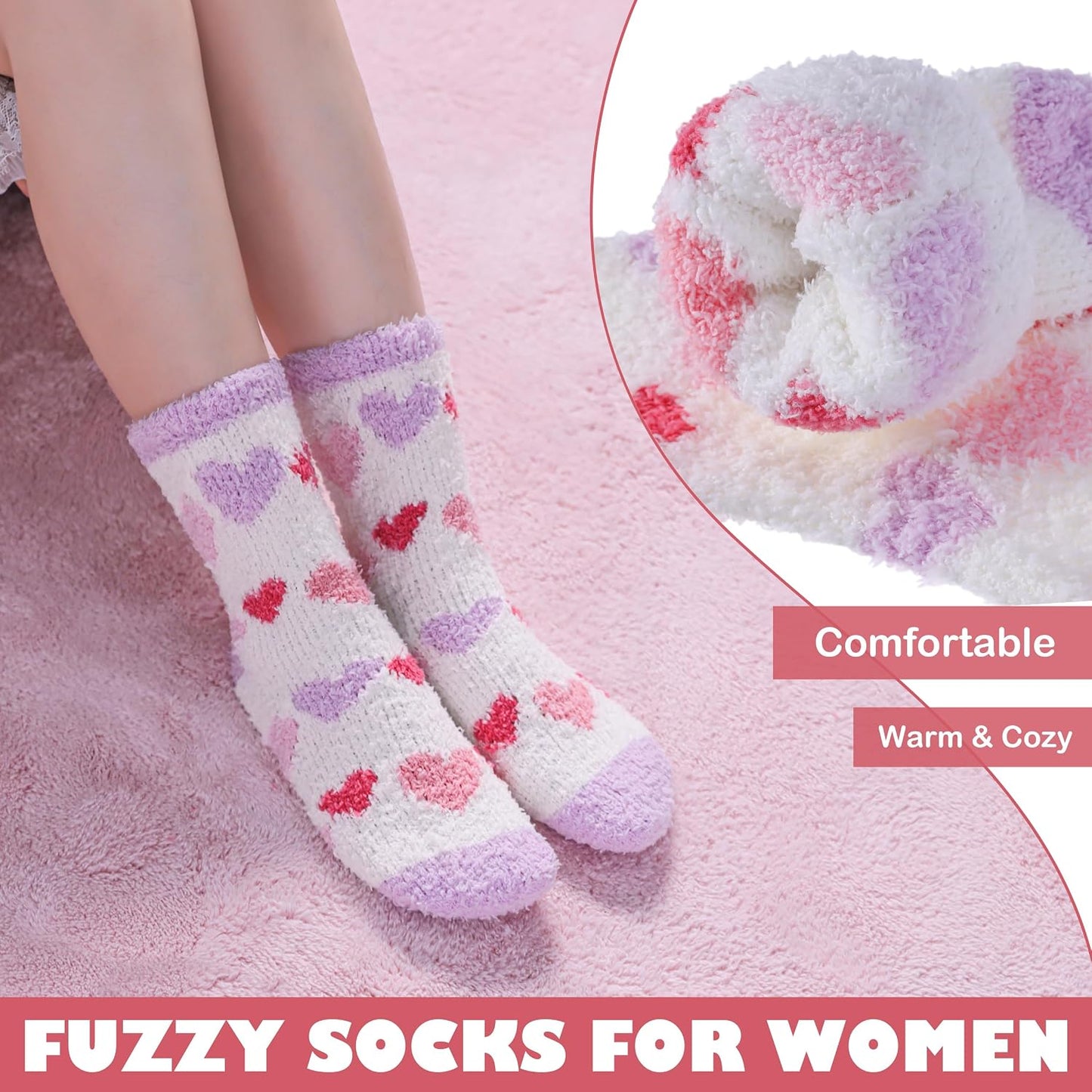 LINEMIN Womens Fuzzy Socks Cozy Fluffy Winter Warm Slipper Socks Microfiber Soft Home Sleeping Socks