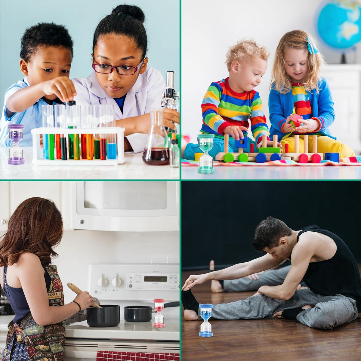 Sand Timer for Kids 6 Pack Colorful Hourglass 1min 2mins 5mins 10mins 15mins 30mins Sand Clock Timer for Classroom, Games and Kids Room