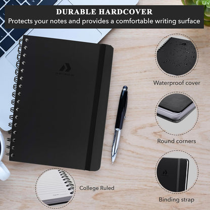 Nextnoid Lined Spiral Notebook Journal For Women & Men - A5(5.8" x 8.3") 170 Pages, Hardcover Notebooks for Work & Note Taking, College Ruled Journals for Writing - Grey