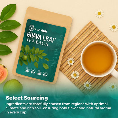 Lavitali, Guava Leaves Tea | 120 tea bags, 100% Pure Herbal Tea | Caffeine-Free, No Sugar, Eco-Friendly Filter Bags | Daily Natural Botanical, Hot or Iced Herbal Infusion