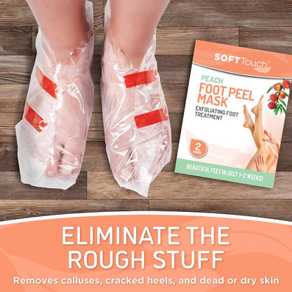 Dermora Soft Touch Foot Peel Mask - Pack of 2 Feet Peeling Masks for Dry, Cracked Heels & Calluses - Exfoliating Foot Mask Peel for Baby Soft Skin (Original)