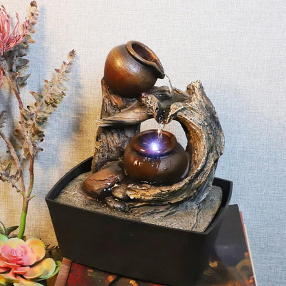 Ferrisland Tabletop LED Light Meditation Indoor Waterfall Fountain
