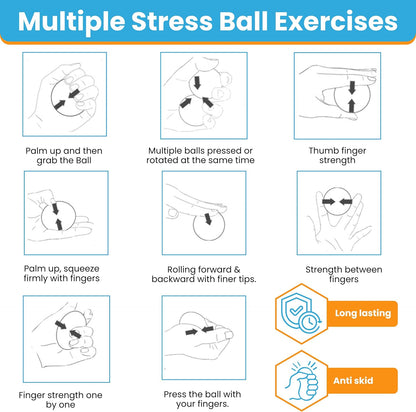 FlintRehab Premium Hand Exercise Balls - Set of 4 for Carpal Tunnel Stress/Pain Relief, Stress Balls for Kids & Adults, Squeeze Balls for Hand Therapy/Arthritis - Hand Squeezers for Strength