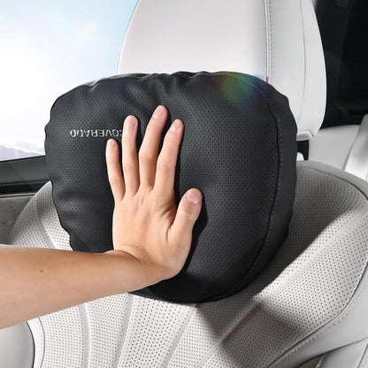 Coverado Car Lumbar Support Pillow and Car Neck Pillow Kit, Ergonomic Design Car Headrest Pillow for Driving, Relax Back Head Muscles Relieve Driving Fatigue, Breathable & Removable Cover, Gray