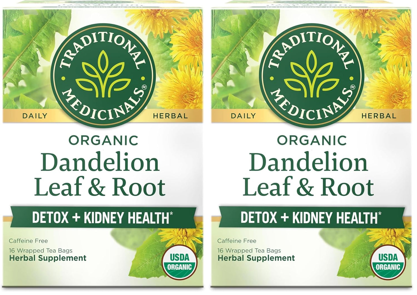 Traditional Medicinals Organic, Dandelion Leaf & Root - Dandelion Root Tea, Supports Normal Detox + Digestion - Kosher, Non-GMO, Caffeine-Free, Compostable - 96 Tea Bags (6 Packs of 16)