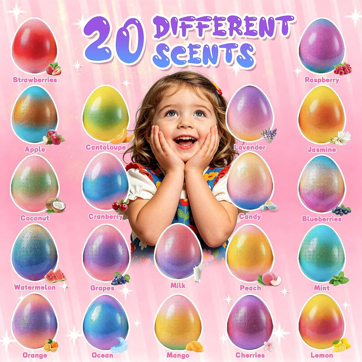 20 Pack Bath Bombs for Kids with Surprise Inside Bubble Bath Toys Organic Natural Bath Bombs Set Easter Basket Stuffers Birthday Christmas Gift for Kids 3 4 5 6 7 8 Years Old Boys Toddlers Girls