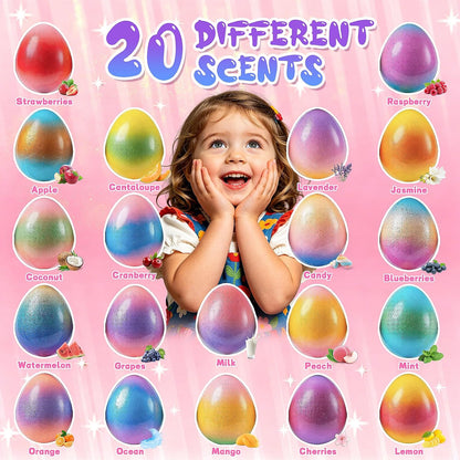 20 Pack Bath Bombs for Kids with Surprise Inside Bubble Bath Toys Organic Natural Bath Bombs Set Easter Basket Stuffers Birthday Christmas Gift for Kids 3 4 5 6 7 8 Years Old Boys Toddlers Girls