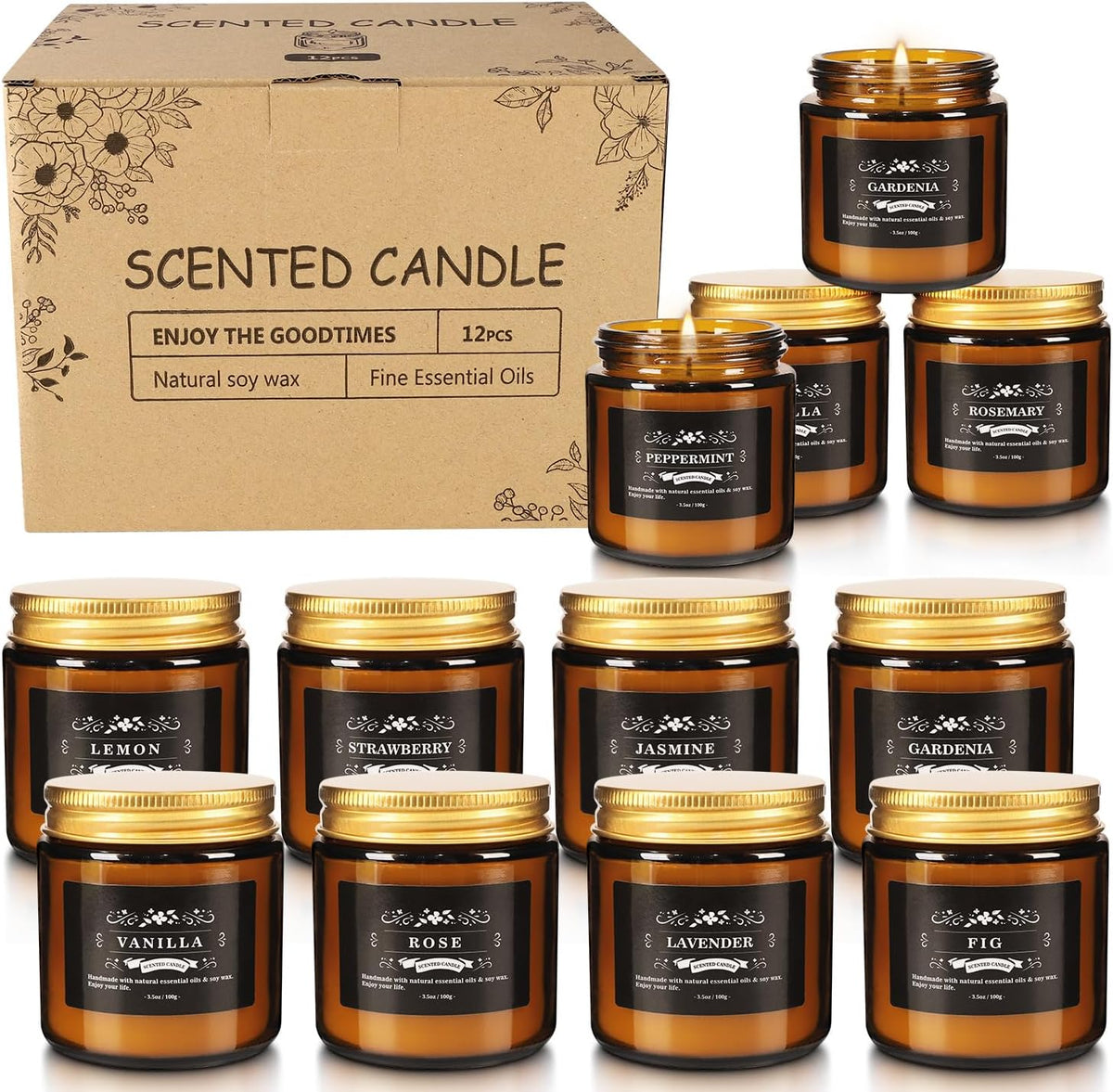 36 Pack Scented Candles Set for Home, Relaxing Stress Relief, Aromatherapy - Natural Soy Wax and Fragrance - Gifts for Women, Mom, Best Friend, Wife, Birthday