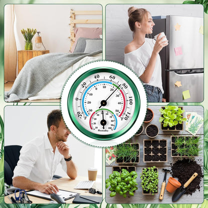 Weewooday 3 Pcs Indoor Outdoor Thermometer 2 in 1 Mini Home Temperature Humidity Hygrometer Monitor Gauge for Home Offices Wall(Silver,2.2 Inch)