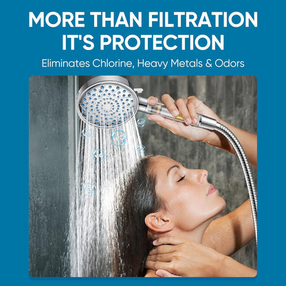 Cobbe Filtered Shower Head with Handheld, High Pressure 6 Spray Mode Showerhead with Filters, Water Softener Filters Beads for Hard Water - Remove Chlorine - Reduces Dry Itchy Skin, Chrome