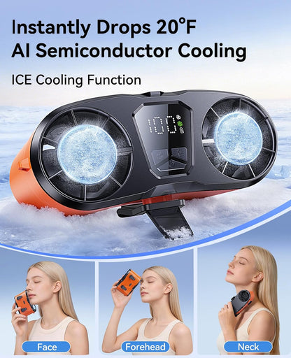 KIMMOO Portable Waist Fan, Dual-Motor with Ice Cooling, 10000mAh Battery