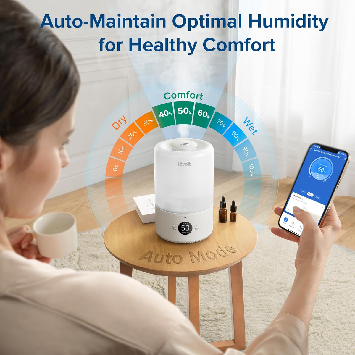 Levoit Humidifiers for Bedroom, Smart Warm and Cool Mist, Symptom Relief