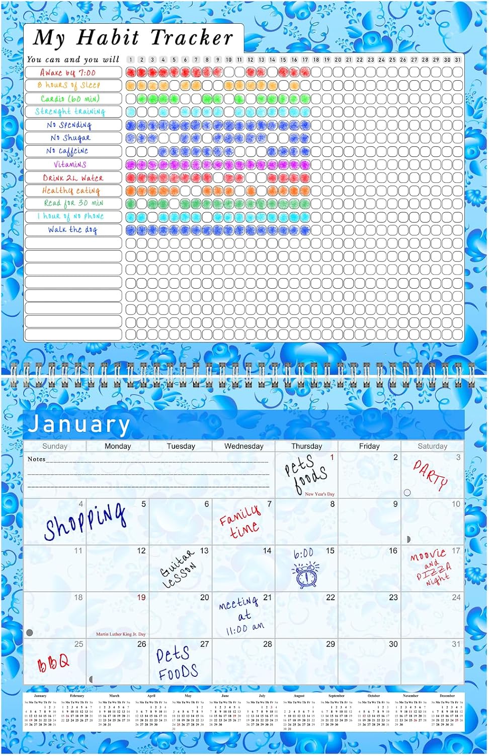 2027 Monthly Desktop/Wall Calendar/Planner - Habit Tracker - Daily, Weekly & Monthly Goal Motivational Habit Tracking Journal Inspirational - (Edition #019)