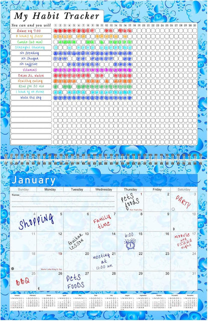 2027 Monthly Desktop/Wall Calendar/Planner - Habit Tracker - Daily, Weekly & Monthly Goal Motivational Habit Tracking Journal Inspirational - (Edition #019)