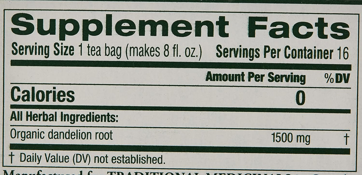 Traditional Medicinals Roasted Dandelion Root Herbal Tea, 16 ct