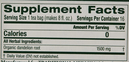 Traditional Medicinals Roasted Dandelion Root Herbal Tea, 16 ct