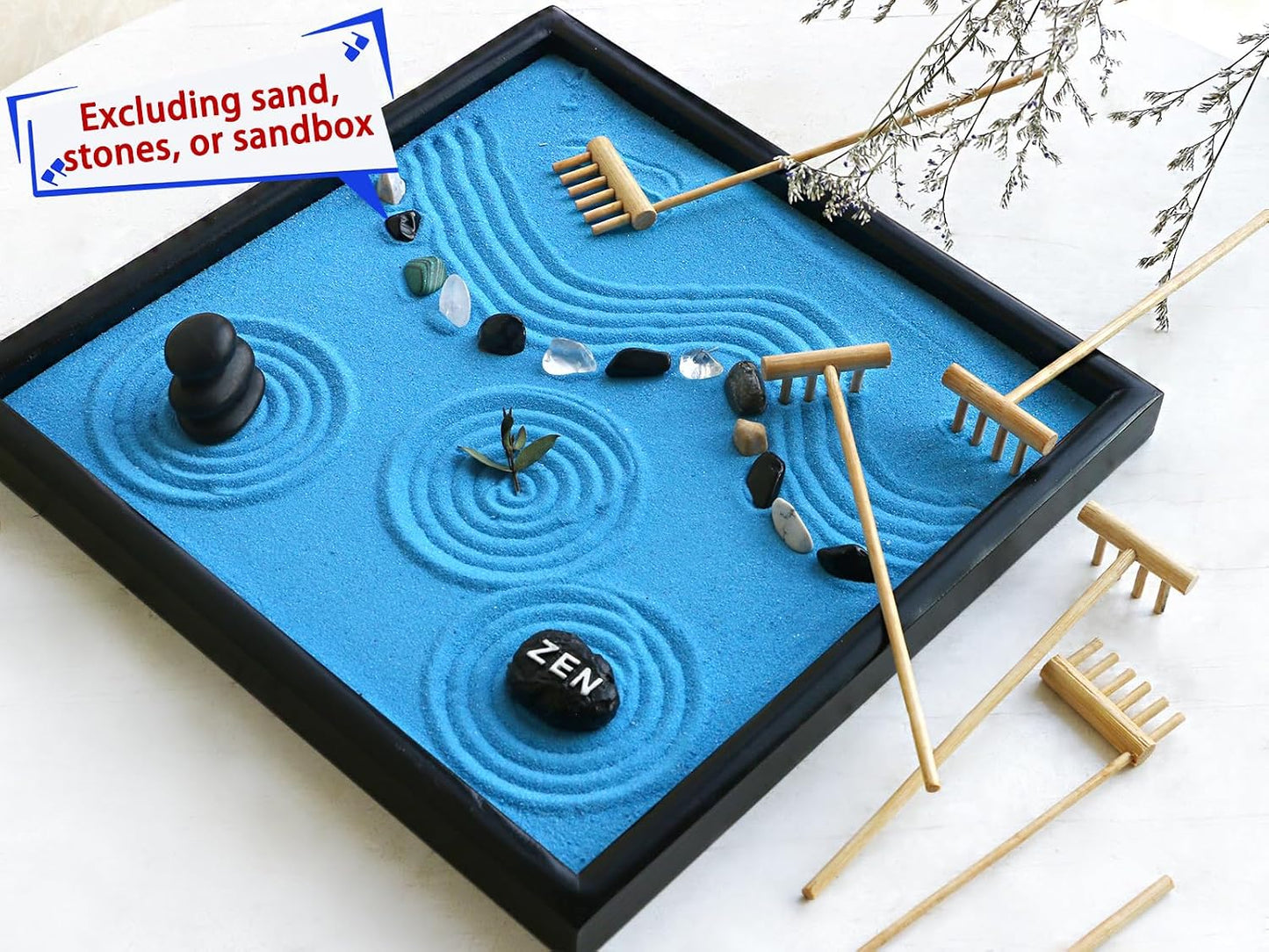 Mini Zen Garden Rake Tool - Japanese Tabletop Rock Sand Garden Tools Accessories Desktop Meditation Zen Decor Zen Gifts Office Relaxation Adult Toy Man Women Unique Stress Relief Birthday Gifts