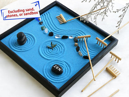 Mini Zen Garden Rake Tool - Japanese Tabletop Rock Sand Garden Tools Accessories Desktop Meditation Zen Decor Zen Gifts Office Relaxation Adult Toy Man Women Unique Stress Relief Birthday Gifts
