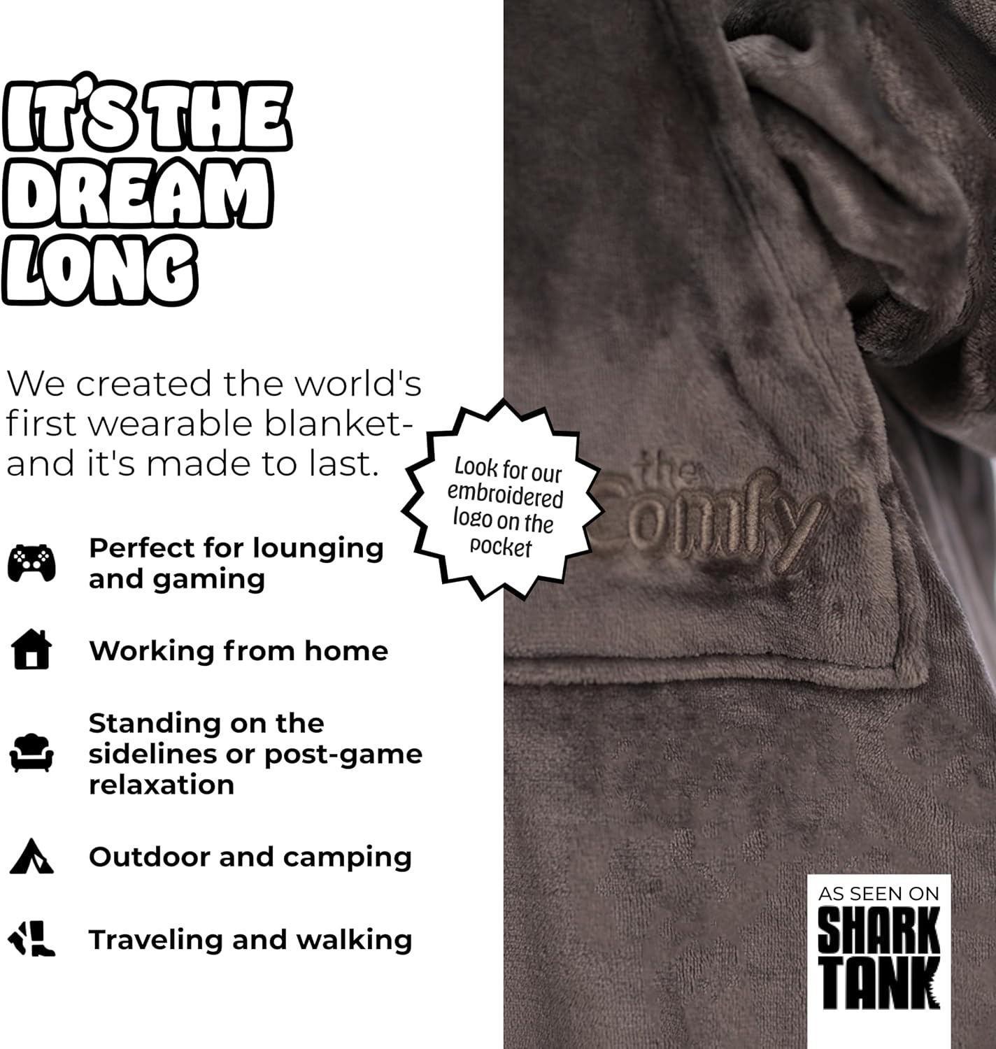THE COMFY Dream | From Shark Tank | Patented | No Sherpa | Light Wearable Blanket Hoodie | Gift for Women & Men | One Size