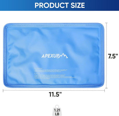 APEXUP Gel Ice Packs for Injuries Reusable, Flexible Double Sided Cold Packs for Injuries, Ice Pack for Knee, Shoulder, Back, Hip, Leg, Arm (Blue, 11.5"x7.5", 1PK)