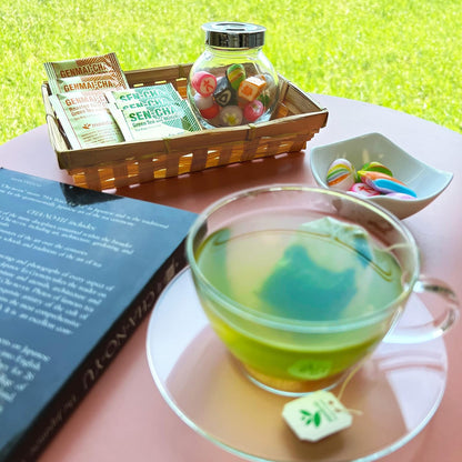 MAEDA-EN Sen-cha with Matcha Green 100 Tea Bags Powder Japanese Origin Green Tea Leaves Individually Wrapped Teabags 02386 1pk