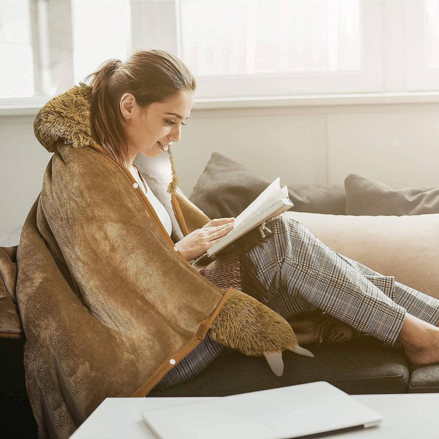 Penguin Wearable Hooded Blanket for Adults – Super Soft Warm Cozy Plush Flannel Fleece & Sherpa Hoodie Throw Cloak Wrap - Penguin Gifts for Women Adults Girls and Kids