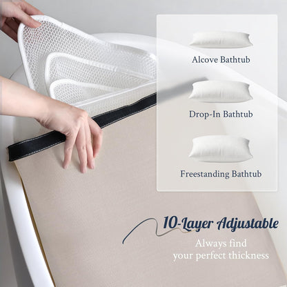 Luxury Bathtub Pillow, Skin-Friendly Cushion, Support Back, Neck & Head, Non-Slip, Adjustable Thickness Fits All Tub, Washable & Quick-Drying - Gift for Christmas Birthday Mother’s Day