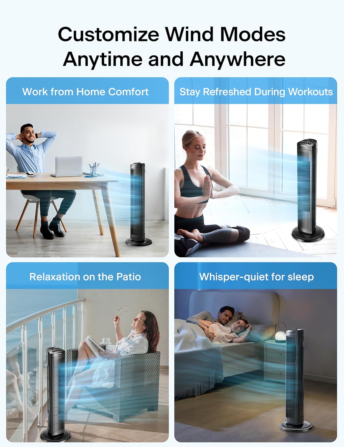 PELONIS 30 Inch Tower Fan for Bedroom, Quiet Oscillating Standing Fan with 3 Speeds, Portable Cooling Fan for Home Office Dorm Room, Auto-off Timer, Black, PFT28A2BBB