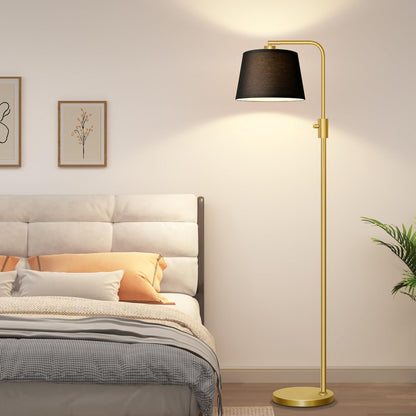 【Upgraded】 Dimmable Floor Lamp, 1000 Lumens LED Edison Bulb Included, Arc Floor Lamps for Living Room Modern Standing Lamp with Linen Shade, Tall Lamp for Bedroom Office Dining Room- Black