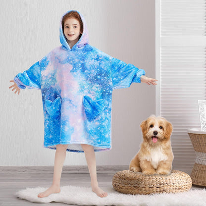 Fiosnow Glow in the Dark Unicorn Blanket Hoodies for Kids 6-13YR Oversize Wearable Blanket Hoodies for Boys Girls Teens
