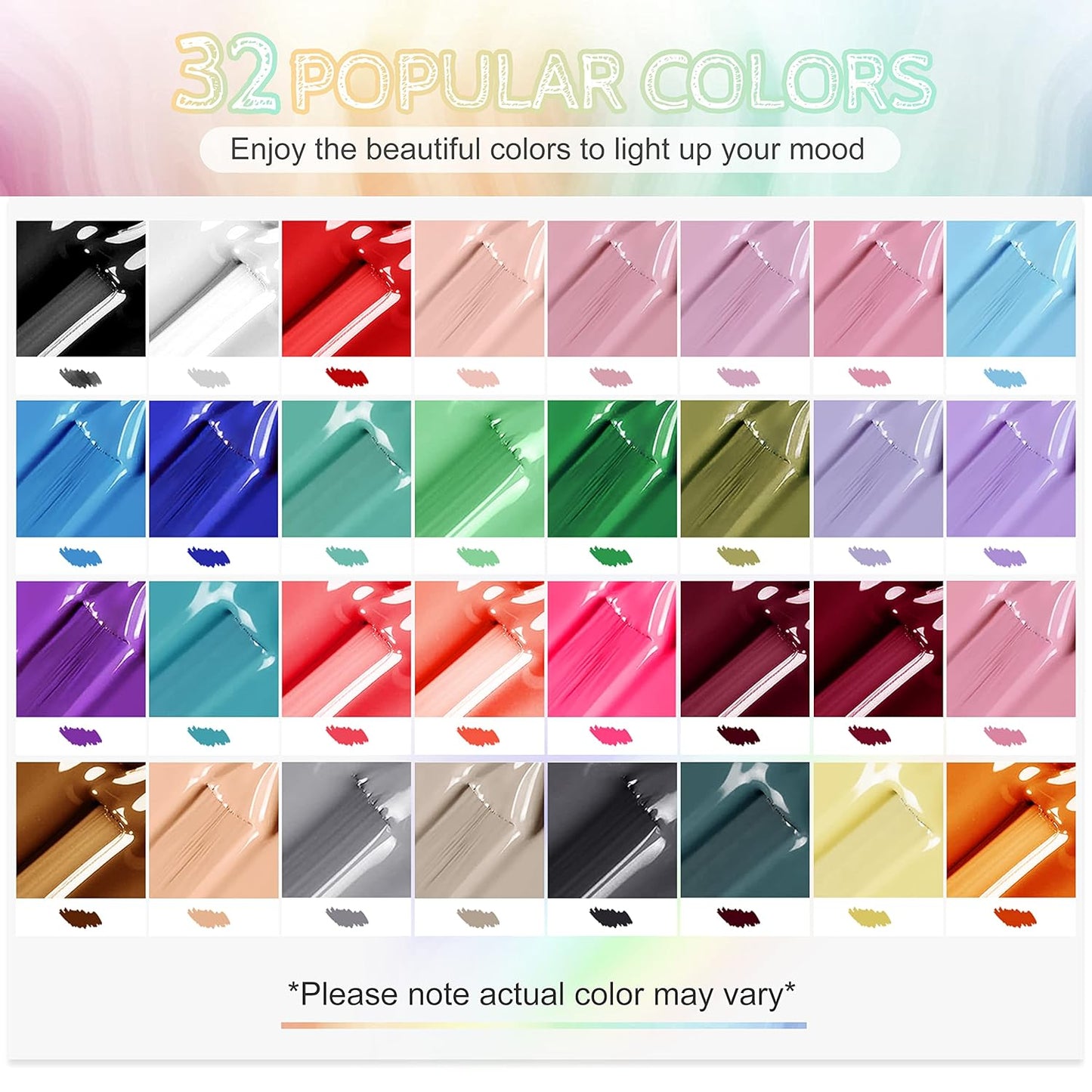 JODSONE Gel Nail Polish Kit 60 PCS with U V Light Soak off Base Top Coat 55 Shine Colors Gel Nail Kit Bright and Dark Brown Wine Red Series Manicure Set for Women and Girls