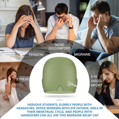 Migraine Relief Cap, All Around Gel Covered Reusable Headache Relief Cap, Black Migraine Cap for Headache Relief, Puffy Eyes