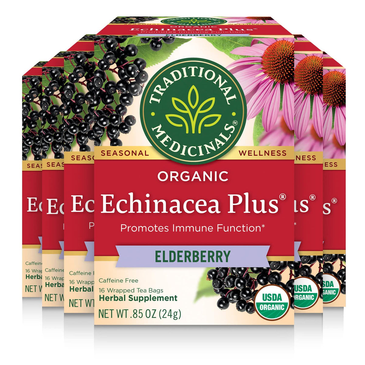 Traditional Medicinals Organic Echinacea Plus Elderberry, 96 Tea Bags